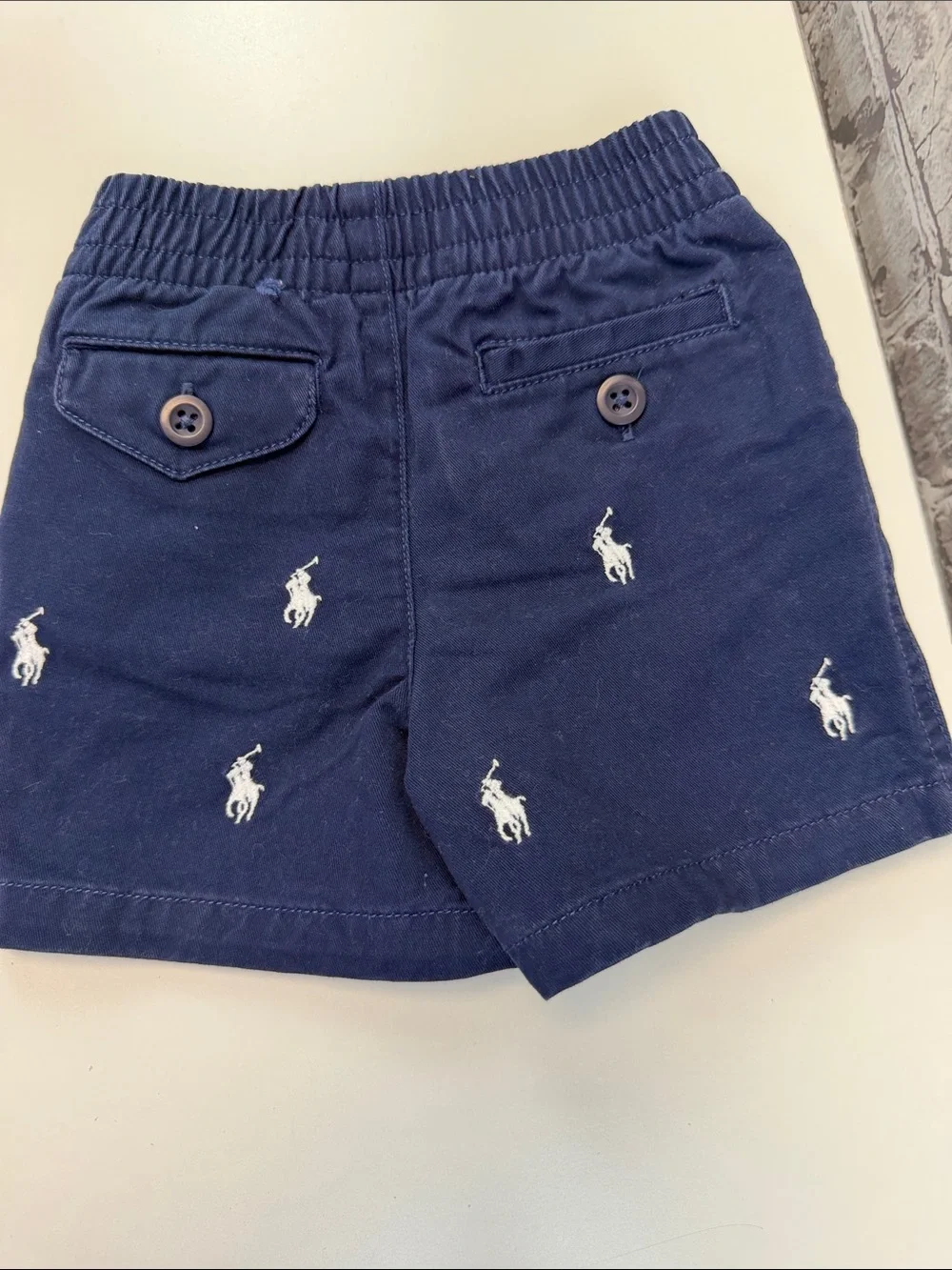 Ralph Lauren Navy Shorts‎ with White Polo Player Embroidery